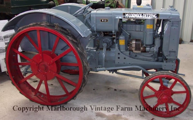 A grey McCormick Deering W12 tractor.