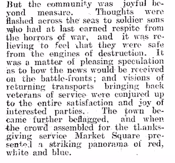 Newspaper Clipping - Armistice Thanksgiving Part 2